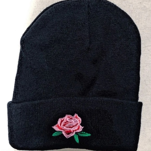 Pink Rose Beanie Hat - Picture 3 of 6